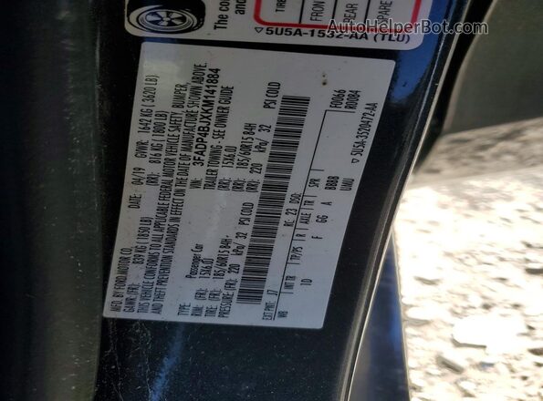 3FADP4BJXKM141884 2019 FORD FIESTA Gray Вид підкапотного простору