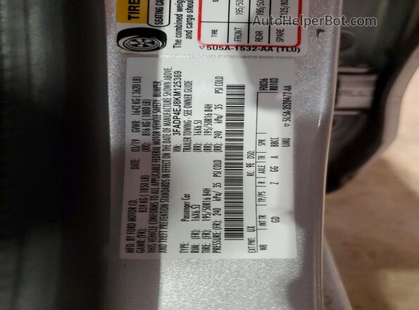 3FADP4EJ8KM125369 2019 FORD FIESTA Серебряный Вид подкапотного пространства