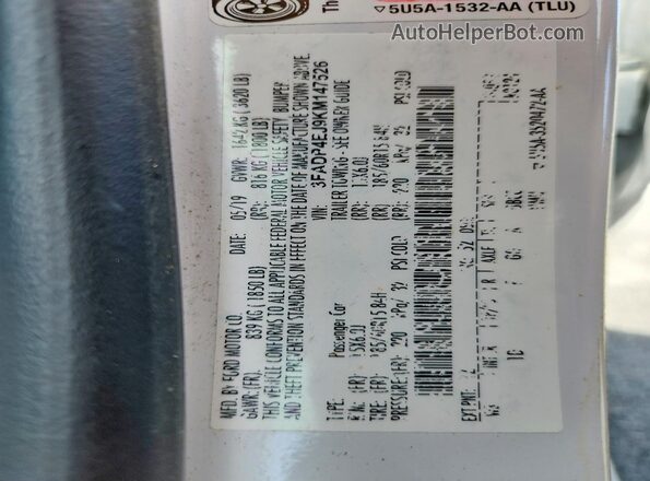 3FADP4EJ9KM147526 2019 FORD FIESTA Белый Вид подкапотного пространства