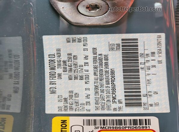 3FMCR9B60PRD65891 2023 FORD BRONCO Бирюзовый Вид подкапотного пространства