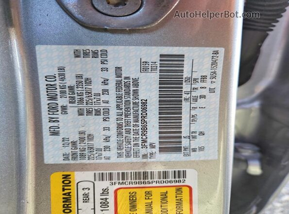 3FMCR9B65PRD06982 2023 FORD BRONCO Silver VIN կոդի պիտակի տեսք