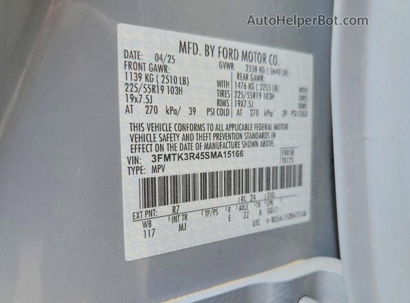 3FMTK3R45SMA15166 2025 FORD MUSTANG Gray Widok komory silnika
