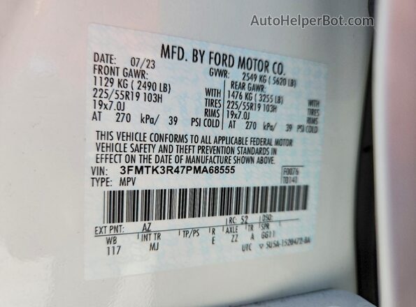 3FMTK3R47PMA68555 2023 FORD MUSTANG Белый Вид подкапотного пространства