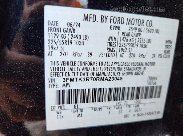 3FMTK3R70RMA23048 2024 FORD MUSTANG Черный Вид наклейки с VIN-кодом