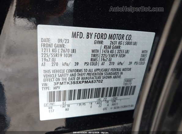 3FMTK3S5XPMA83702 2023 FORD MUSTANG MACH-E Черный Вид подкапотного пространства