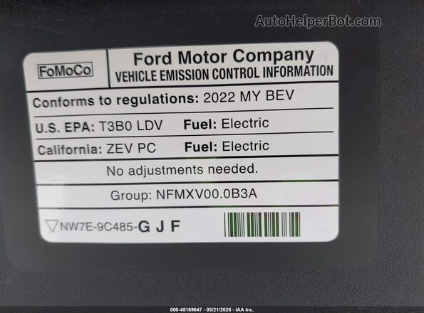 3FMTK3SS2NMA43732 2022 FORD MUSTANG MACH-E Purple 