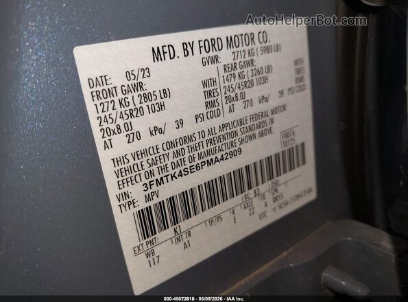 3FMTK4SE6PMA42909 2023 FORD MUSTANG MACH-E Blue Вид підкапотного простору