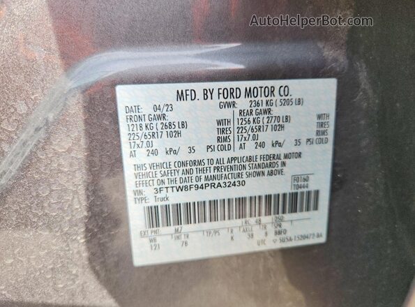 3FTTW8F94PRA32430 2023 FORD MAVERICK Серый Вид подкапотного пространства