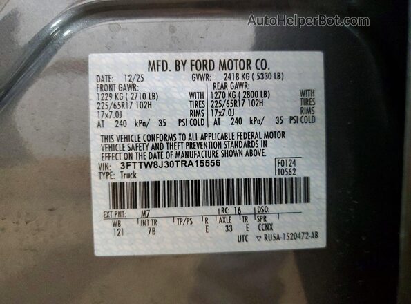 3FTTW8J30TRA15556 2026 FORD MAVERICK Серый Вид подкапотного пространства