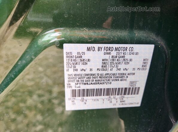 3FTTW8JA4SRA97210 2025 FORD MAVERICK Зеленый Вид подкапотного пространства