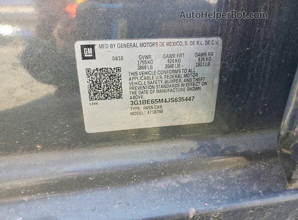 3G1BE6SM4JS635447 2018 CHEVROLET CRUZE Угольный Вид подкапотного пространства