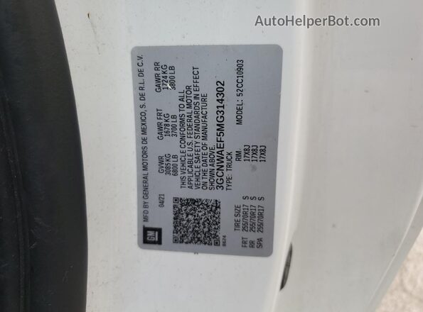 3GCNWAEF5MG314302 2021 CHEVROLET SILVERADO White ძრავის განყოფილების ხედი