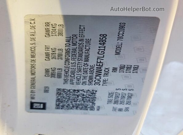 3GCNWAEF7LG114858 2020 CHEVROLET SILVERADO Белый Вид подкапотного пространства