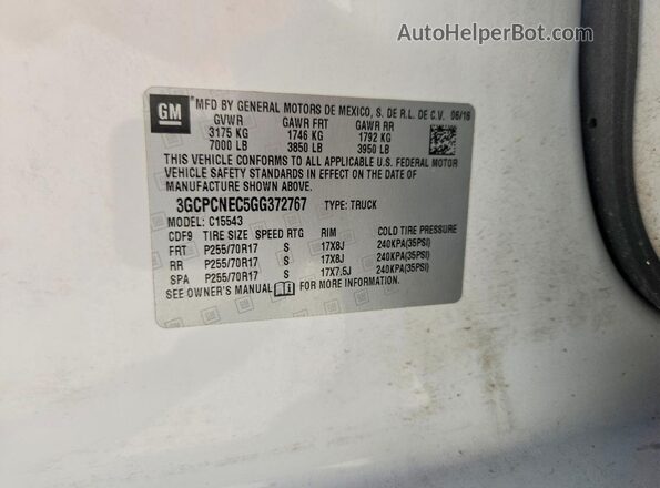 3GCPCNEC5GG372767 2016 CHEVROLET SILVERADO White Вид підкапотного простору