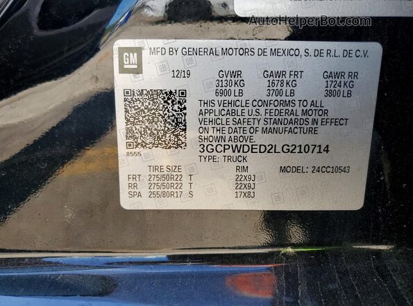 3GCPWDED2LG210714 2020 CHEVROLET SILVERADO Black Widok komory silnika