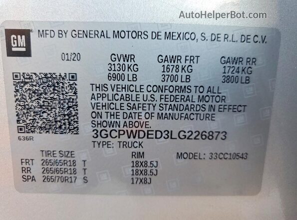 3GCPWDED3LG226873 2020 CHEVROLET SILVERADO Серебряный Вид подкапотного пространства