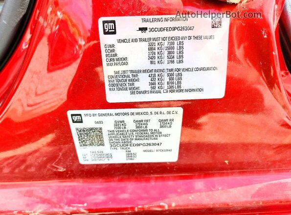 3GCUDFED9PG263047 2023 CHEVROLET SILVERADO Red Vista del compartimento del motor