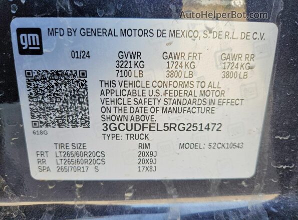 3GCUDFEL5RG251472 2024 CHEVROLET SILVERADO Черный Вид подкапотного пространства