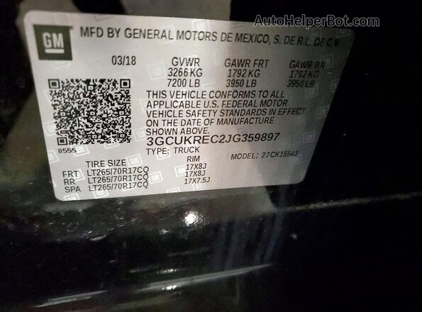 3GCUKREC2JG359897 2018 CHEVROLET SILVERADO Черный Вид подкапотного пространства