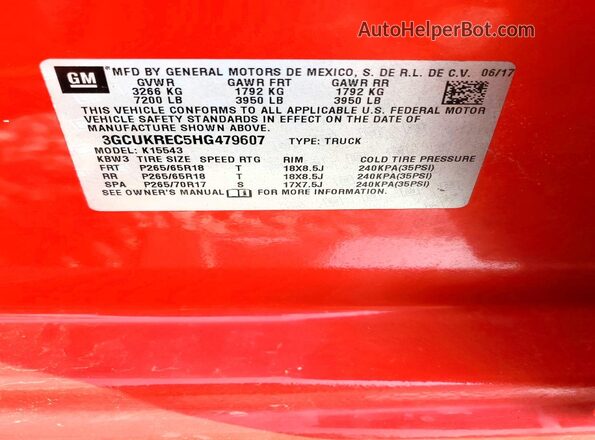 3GCUKREC5HG479607 2017 CHEVROLET SILVERADO Красный Вид подкапотного пространства