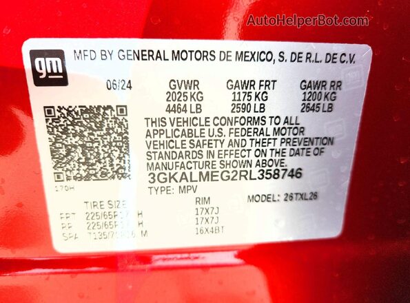 3GKALMEG2RL358746 2024 GMC TERRAIN Red Widok komory silnika