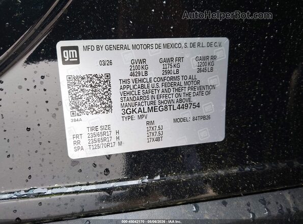 3GKALMEG8TL449754 2026 GMC TERRAIN Черный Вид подкапотного пространства