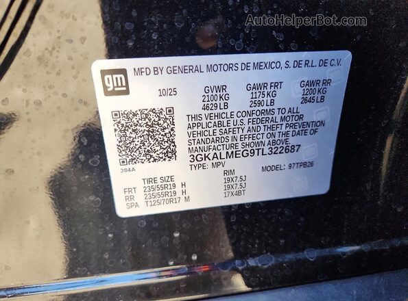 3GKALMEG9TL322687 2026 GMC TERRAIN Черный Панорамный вид салона 360°