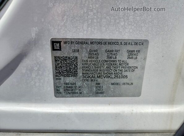 3GKALMEV0KL251005 2019 GMC TERRAIN Белый Вид подкапотного пространства