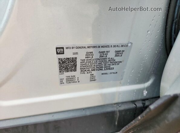 3GKALMEV2NL120923 2022 GMC TERRAIN Серебряный Вид наклейки с VIN-кодом