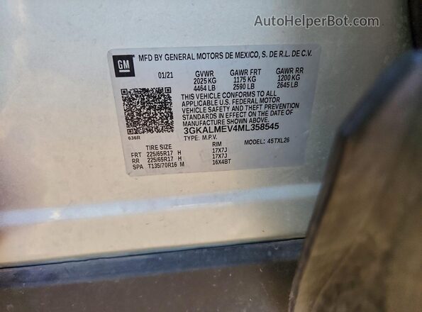 3GKALMEV4ML358545 2021 GMC TERRAIN Серебряный Вид наклейки с VIN-кодом