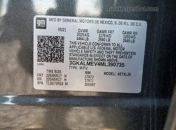 3GKALMEV4ML390735 2021 GMC TERRAIN Угольный Вид наклейки с VIN-кодом