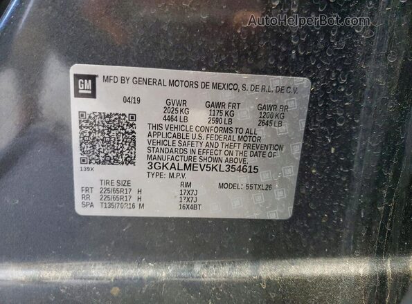 3GKALMEV5KL354615 2019 GMC TERRAIN Серый Вид подкапотного пространства