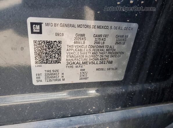 3GKALMEV5LL161768 2020 GMC TERRAIN Charcoal Vista de la etiqueta del VIN