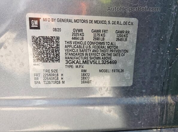 3GKALMEV5LL325469 2020 GMC TERRAIN Серый Вид подкапотного пространства