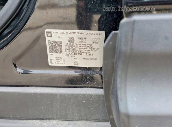 3GKALMEV7LL152182 2020 GMC TERRAIN Black Вид наклейки з VIN-кодом