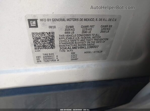 3GKALMEV9KL138007 2019 GMC TERRAIN Серебряный Вид подкапотного пространства