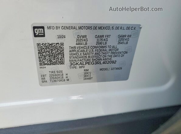3GKALPEG3RL402092 2024 GMC TERRAIN Белый Вид подкапотного пространства