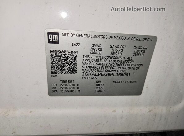 3GKALPEG9PL166061 2023 GMC TERRAIN Белый Вид наклейки с VIN-кодом