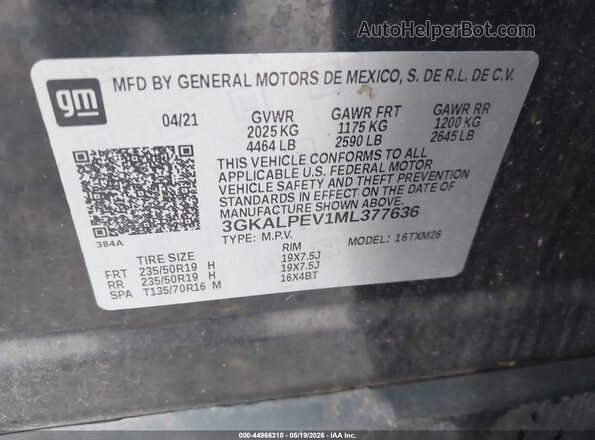 3GKALPEV1ML377636 2021 GMC TERRAIN Black Widok komory silnika