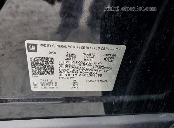 3GKALPEV7ML304495 2021 GMC TERRAIN Black VIN კოდის სტიკერის ხედი