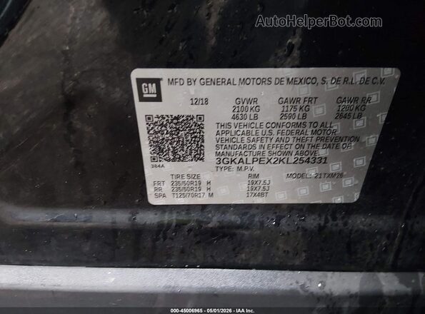 3GKALPEX2KL254331 2019 GMC TERRAIN Black Widok komory silnika