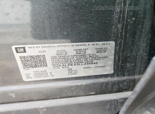3GKALPEX2LL235943 2020 GMC TERRAIN Charcoal Панорамний вид салону 360°