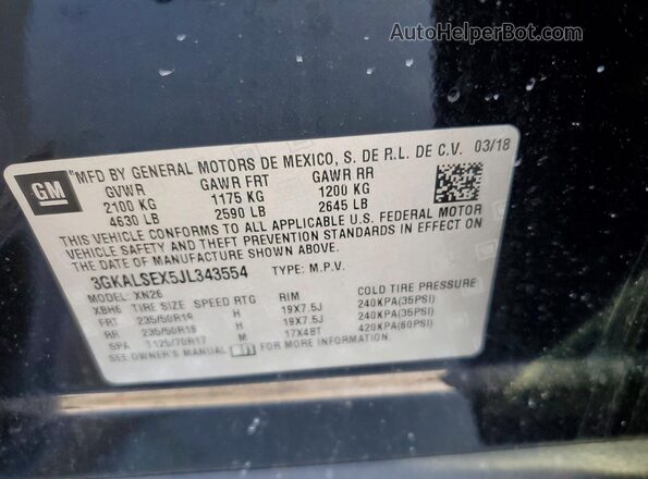 3GKALSEX5JL343554 2018 GMC TERRAIN Black Vista interior de 360 grados