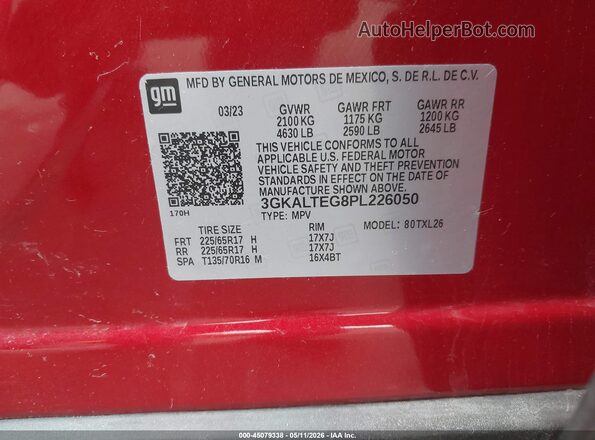 3GKALTEG8PL226050 2023 GMC TERRAIN Красный Вид подкапотного пространства