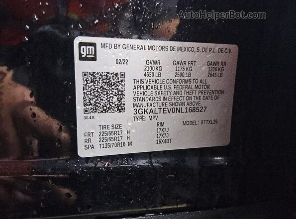 3GKALTEV0NL168527 2022 GMC TERRAIN Черный Вид подкапотного пространства