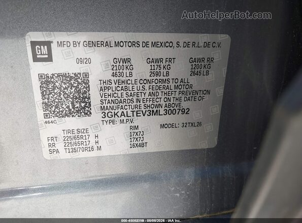 3GKALTEV3ML300792 2021 GMC TERRAIN Серый Вид подкапотного пространства