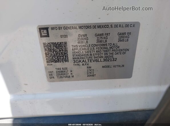 3GKALTEV6LL302132 2020 GMC TERRAIN Белый Вид подкапотного пространства