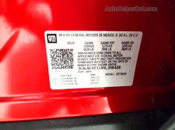 3GKALVEG3RL356428 2024 GMC TERRAIN Бордовый Вид наклейки с VIN-кодом