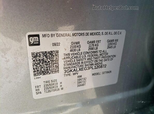 3GKALXEG3PL120872 2023 GMC TERRAIN Silver VIN կոդի պիտակի տեսք