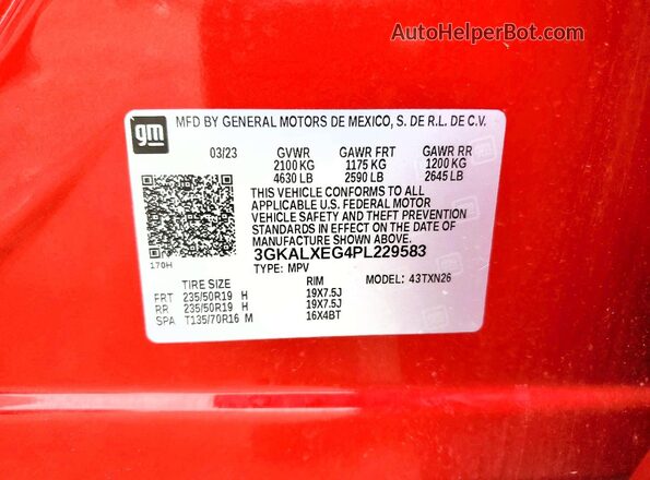 3GKALXEG4PL229583 2023 GMC TERRAIN Красный Вид подкапотного пространства